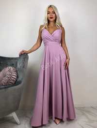 Sukienka PARIS wrzosowa lila 40/L 42/XL nowa długa maxi piękna wesele