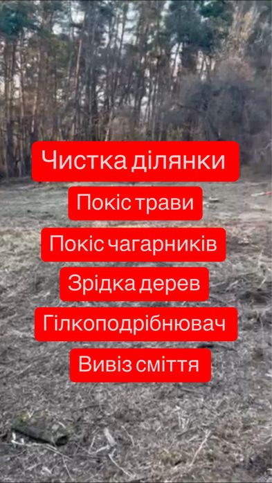 Чистка ділянки , Косіння трави , Обрізка дерев , Зрізка кущів