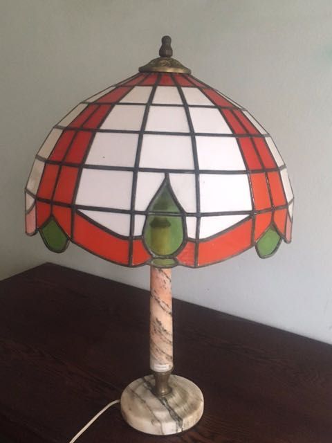 LAMPA STOJĄCA WITRAŻ na kamiennej nodze/ marmur Lampa TIFFANY