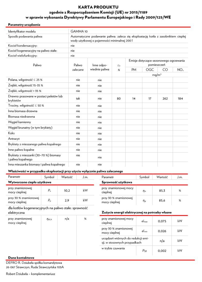 DEFRO Gamma 10 kW kocioł piec na pelet pellet NA DOTACJE