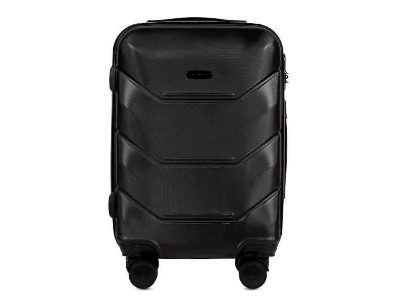 Wings duża walizka solidna 97L ABS+ 148 peacock czarna 4 kółka