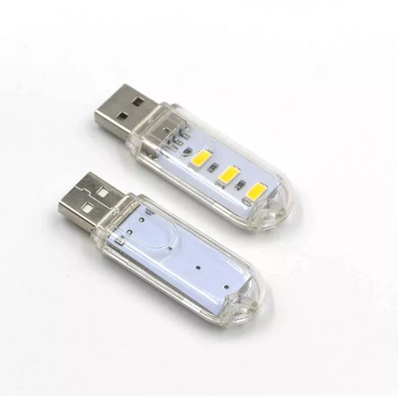 USB светодиодный фонарик, три светодиода