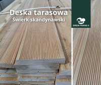 Deska tarasowa drewniana 27x145x4000 mm świerk skandynawski