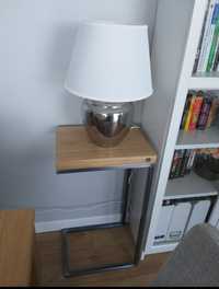 Stolik pomocniczy, styl loft, 30x40x74,5 cm, dębowy blat, stan idealny