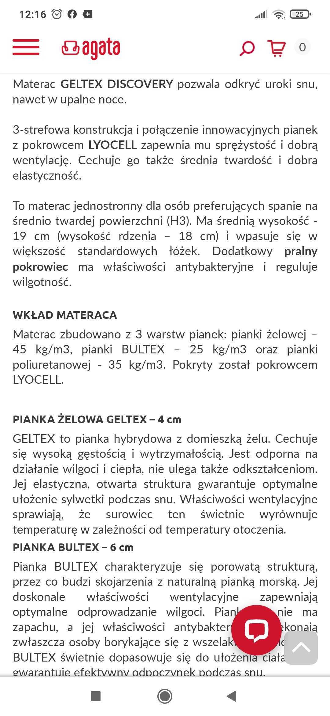 Materac 90x200cm Geltex Discovery nowy