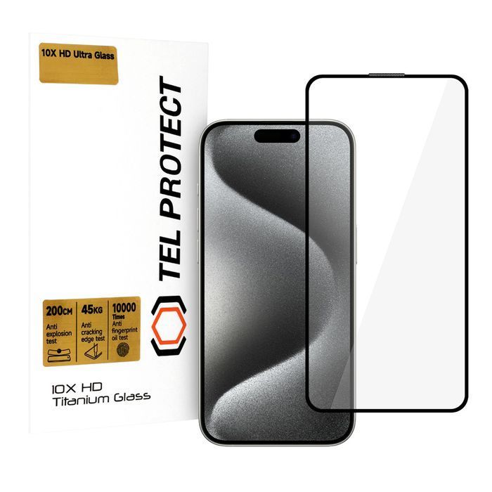 Hartowane szkło Tel Protect 10X HD Titanium do Iphone 15 Pro (koperta)