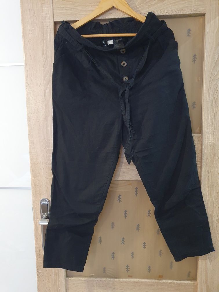 Eleganckie czarne spodnie H&M 100% bawelna 42 XL alladynki haremki