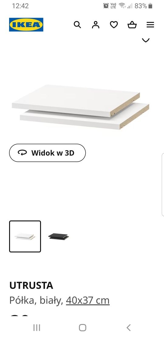 IKEA Utrusta 40x37 półki dwie szt.