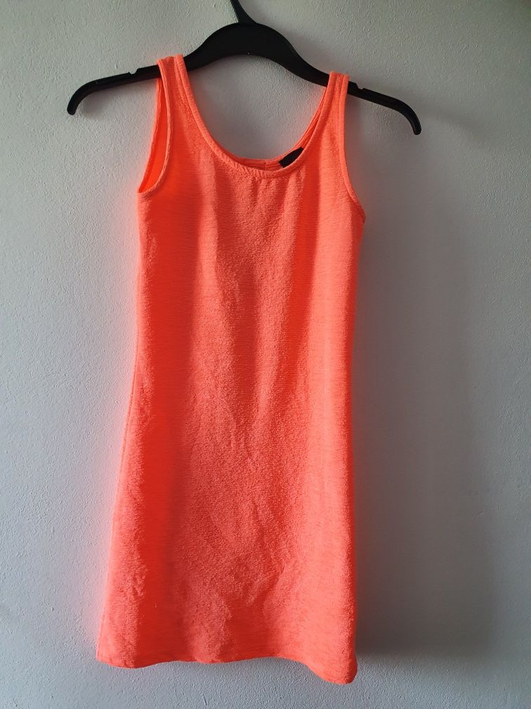 Sukienka dla dziewczynki neonowy pomarańcz 140-158