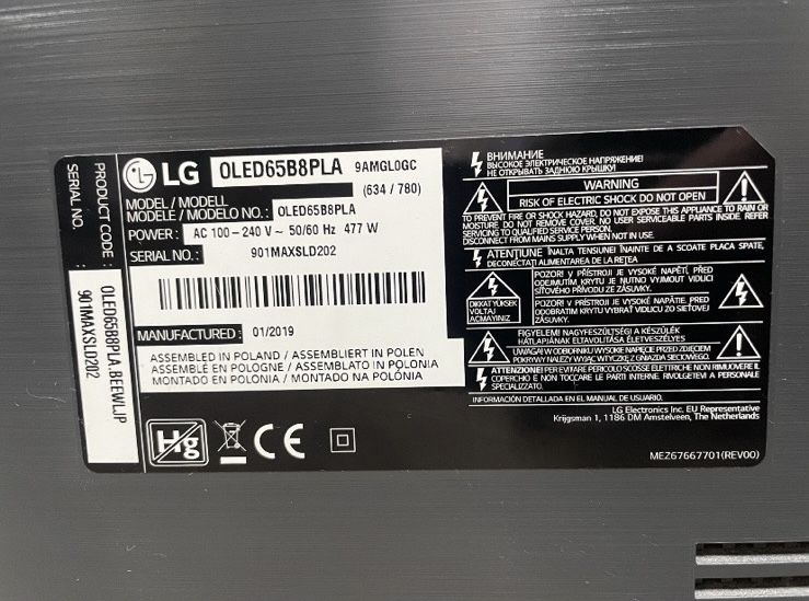 Телевізор LG OLED55B8PLA Smart TV