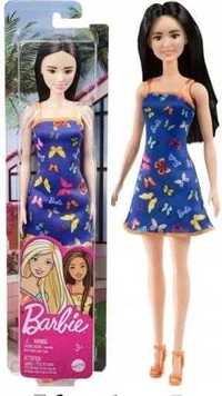 MATTEL Lalka Barbie Szykowna Brunetka w niebieskiej sukience w motylki