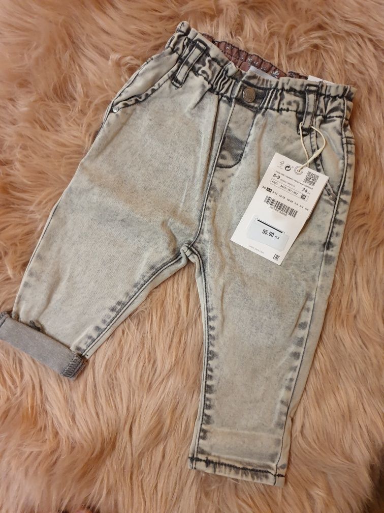 Zara baggy jeansy marmurek paperbag