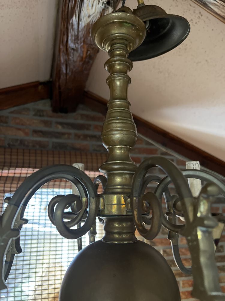 Wielki stary żyrandol mosiężny lampa z mosiądzu