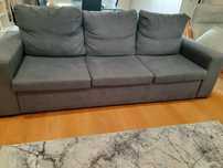Sofá cama de 3 lugares, cor cinza
