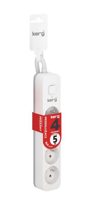 Przedłużacz Kerg z wyłącznikiem 4 gniazda z uziemieniem 5m 16A M02397