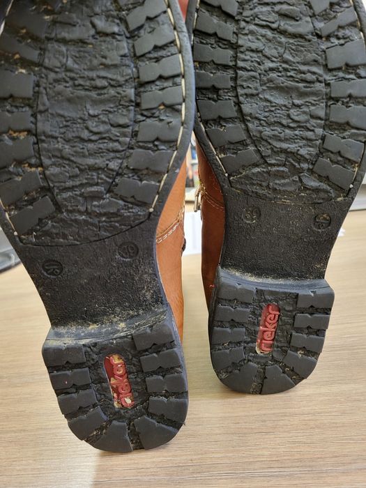 Botki kozaki oficerki Rieker 39 skórzane brązowe