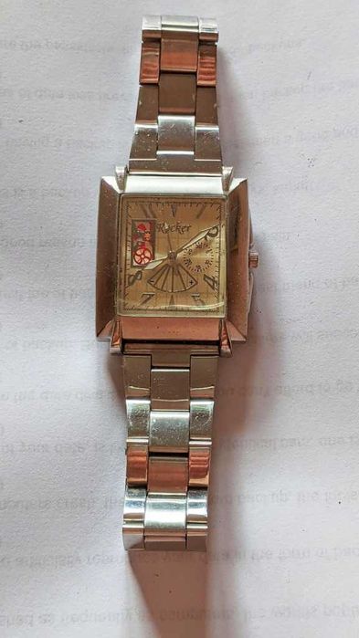 ROCKER Zegarek Męski | Stal-Metal | Beżowa Tarcza