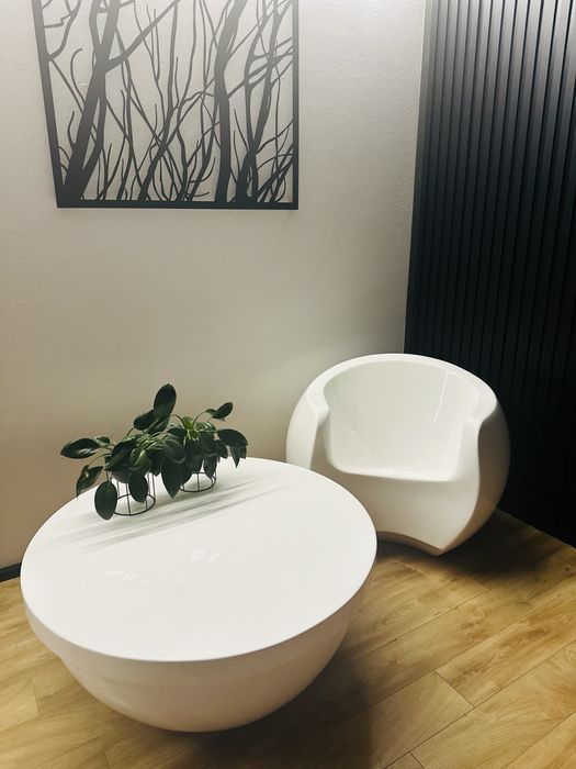 Meble BOWL FineGardens.pl włókno szklane 4 fotele + stolik