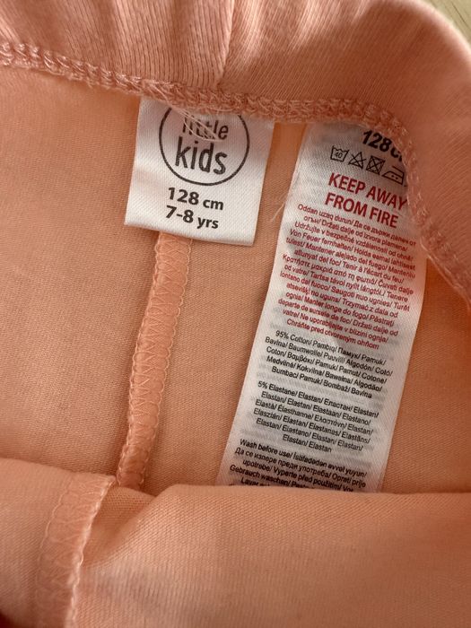 Legginsy 3/4 little kids 128 pomarańczowe turkusowe jednorożec