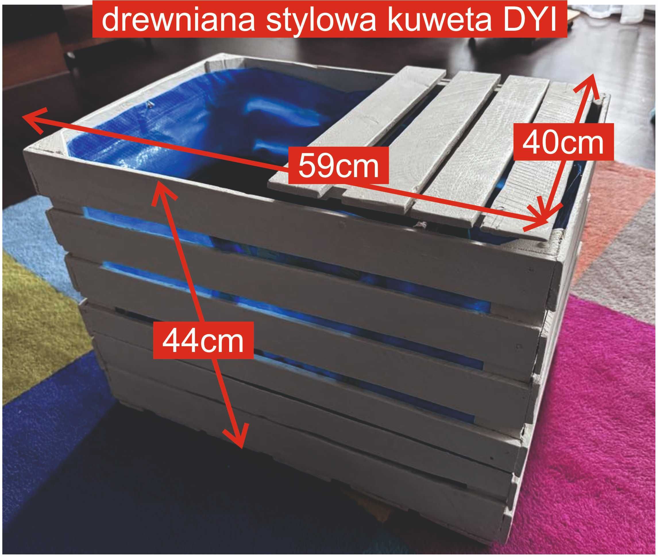 drewniana stylowa kuweta DIY