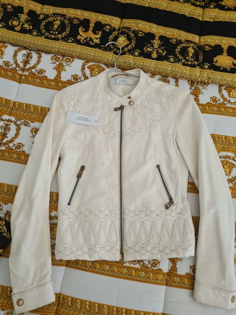 Casaco Versace Collection Original em Pele branco