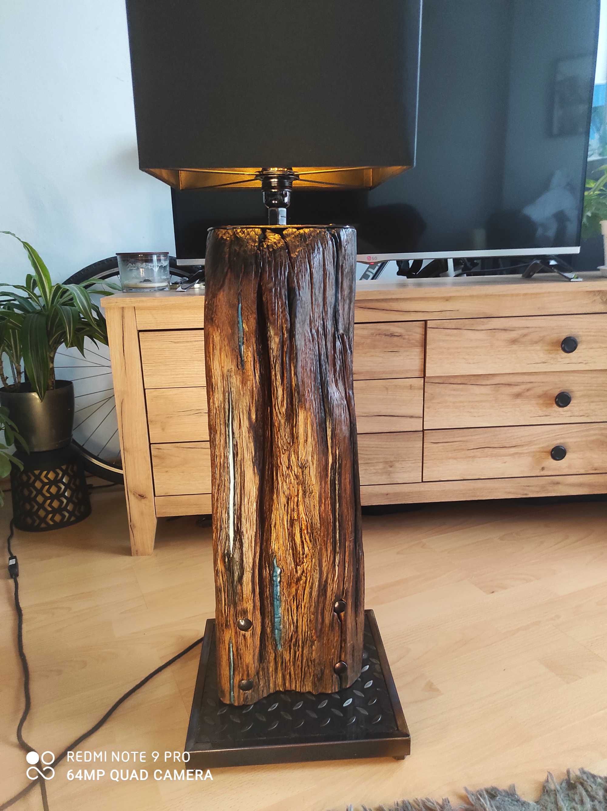 Lampa podłogowa drewno naturalne