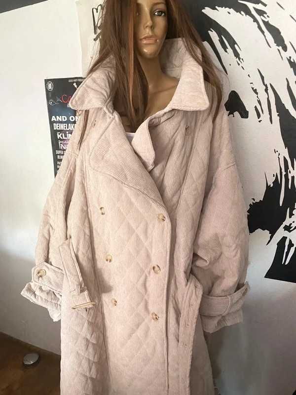 Wow ! Mega Oversize Płaszcz Pikowany Plus Size 52/54