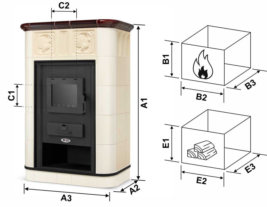 Piec kominek kaflowy ceramiczny IVALO z płaszczem wodnym kocioł CO