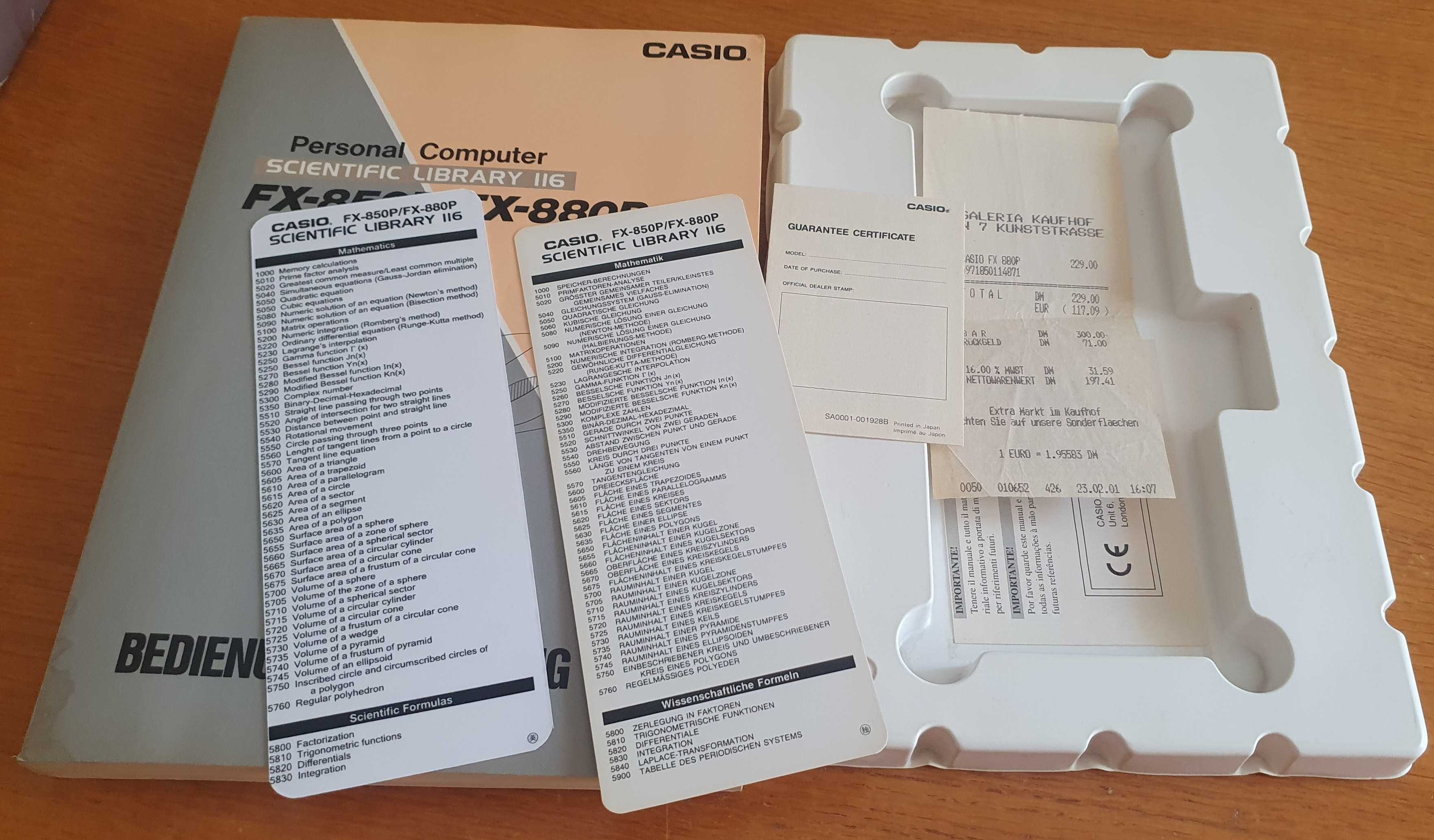 Calculadora CASIO FX-880P com caixa + manual + ...