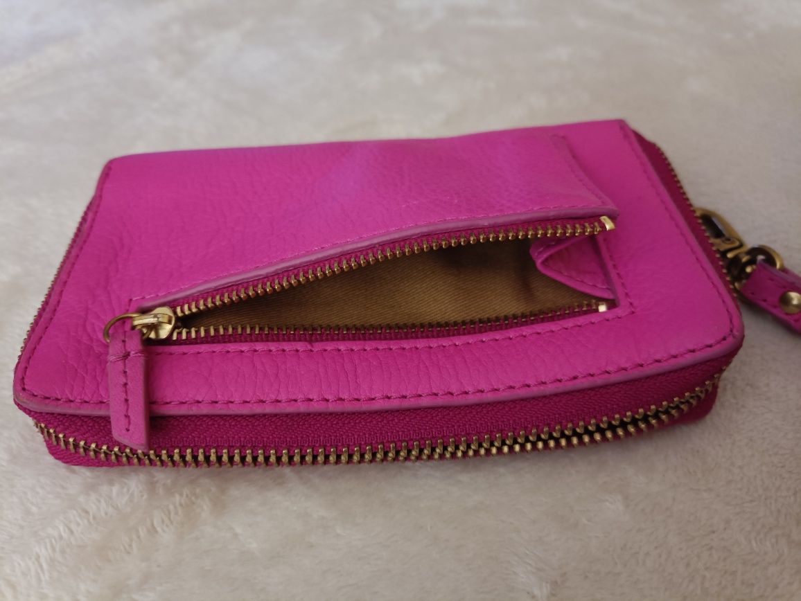 FOSSIL оригінальний шкіряний гаманець-клатч рожевого кольору