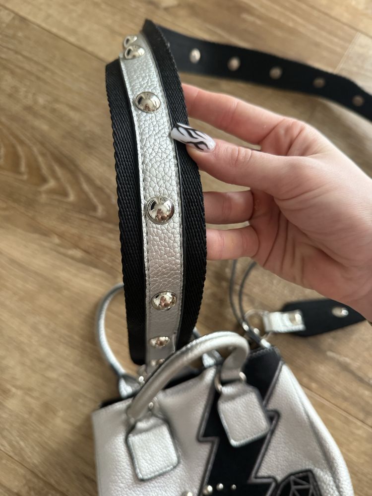 Steve madden srebrna torebka torba przez ramię y2k