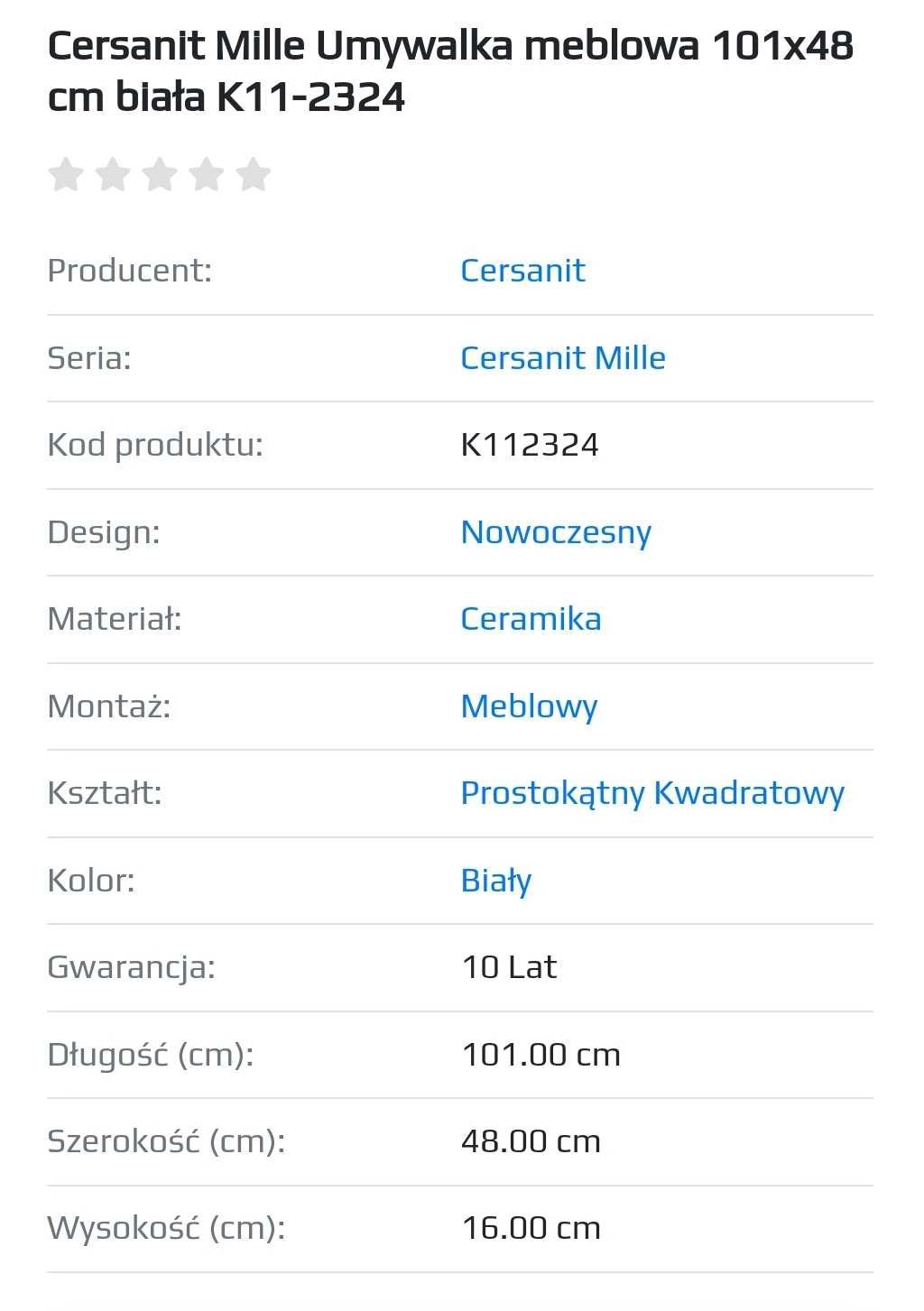 Umywalka meblowa