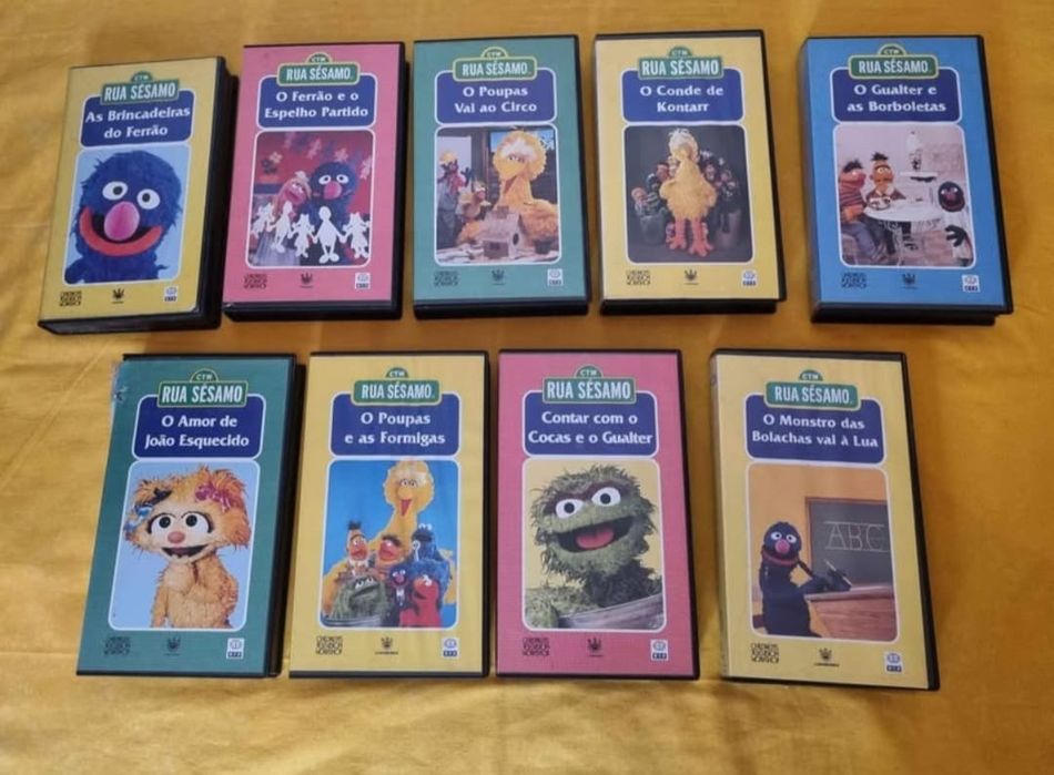 Cassetes VHS Antigas da Rua Sesamo