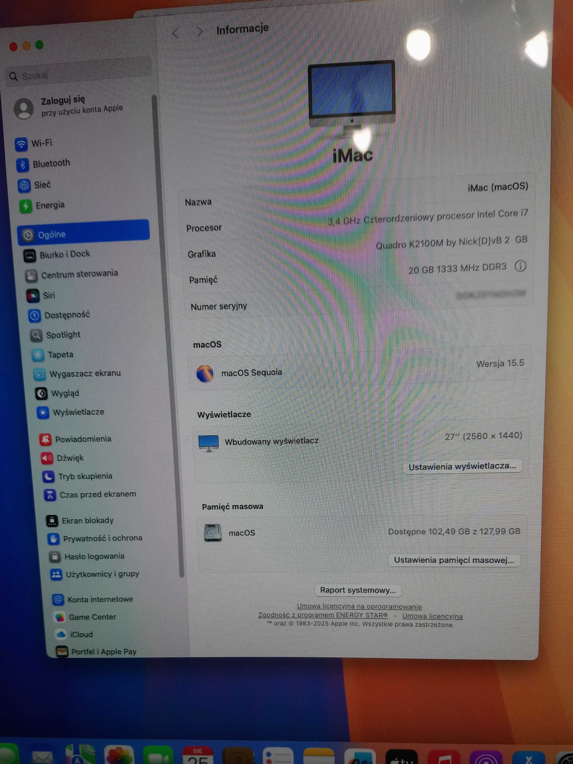iMac 27" i7 20gb SSD+HDD nVidia 2gb Sequoia+Win11 Klaw+Mysz