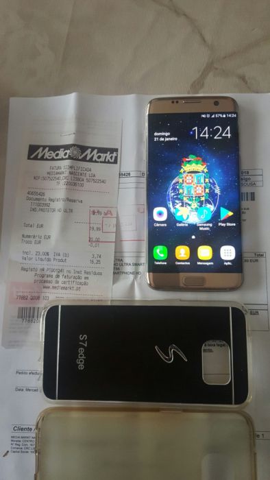 S7 Edge 32Gb GOLD novo + extras