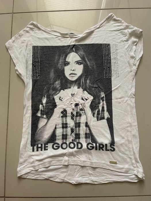 Koszulka MOHITO rozmiar XS biała top krótki rękaw nadruk kobiety