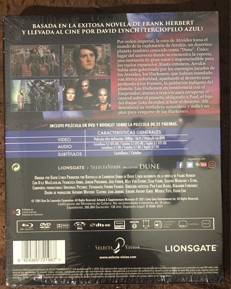 Dune Blu ray e DVD