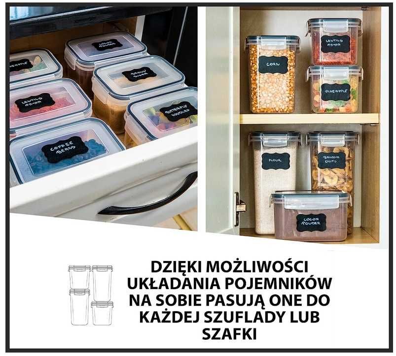 Pojemniki kuchenne plastikowe na żywność 24 sztuki OKAZJA