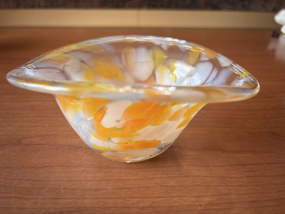 Szklana, kolorowa miseczka  - czysty PRL