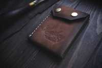 Кожаный бумажник ручной работы маленький компактный кошелёк
