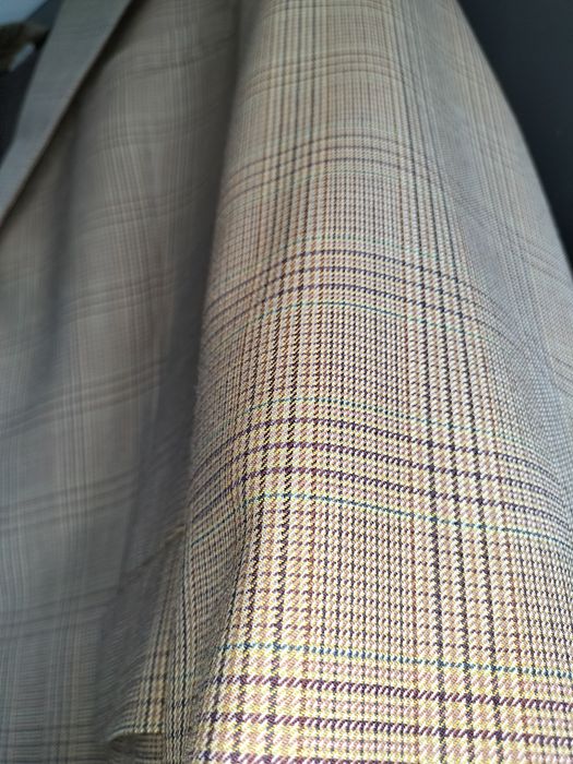 Garnitur w kratkę beż brąz L Xl