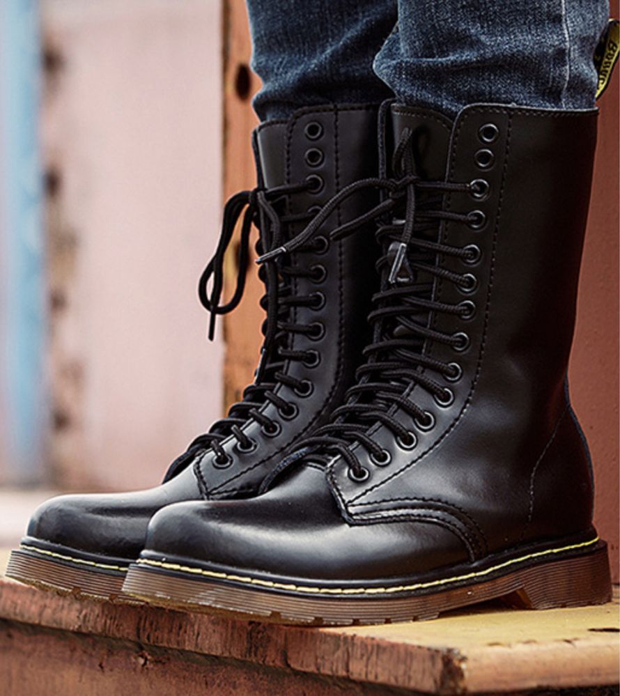 Glany oficerki Combat Boots Dr Martin kozaki 14 dziurek wysokie buty