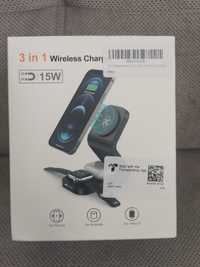 Ładowarka indukcyjna Qi 3w1 15W B16 do MagSafe na telefon/ smartwatch