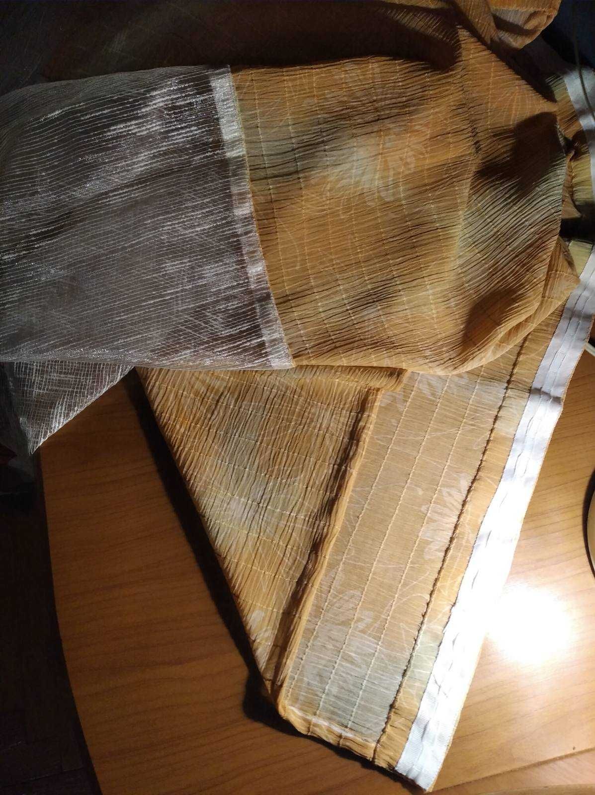 Тюль, тюль оранжевая с цветами.
