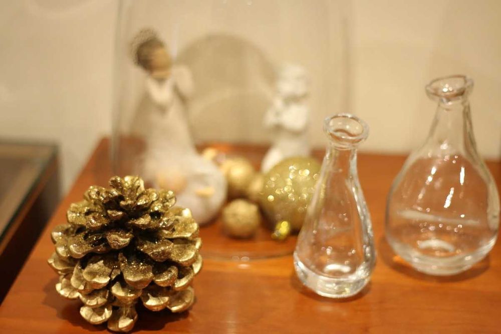 5 PINHAS para enfeitar o seu natal - Douradas, Beges e Prateadas