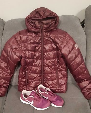 Śliwkowa fioletowa wiosenna kurtka dla dziewczynki 152 H&M