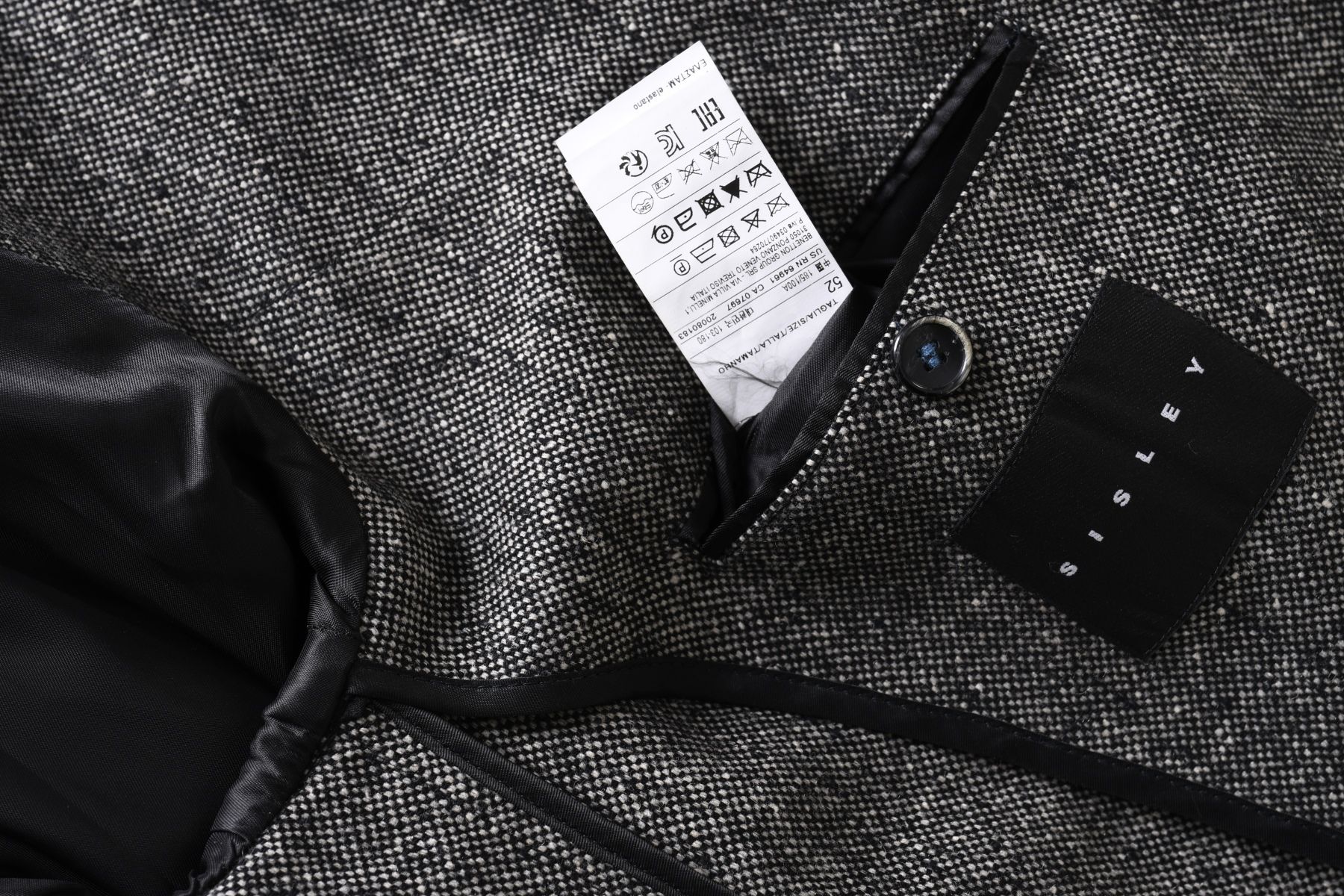 SISLEY ciepła melanżowa marynarka męska blezer 51% wełna slim fit r 50