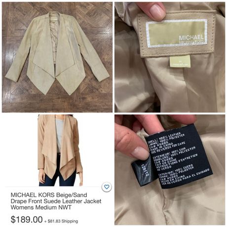 Кожаный, замшевый пиджак, жакет, michael kors, оригинал, размер m