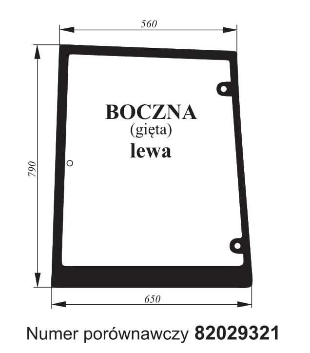szyba boczna lewa do ciągnika Ford 8160 ACX1154