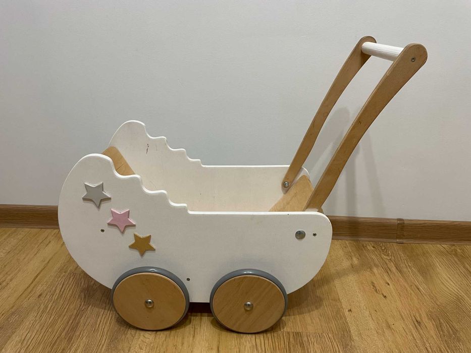 Zabawka, wózek drewniany Majsternia Manufaktura, pchacz,jeździk, retro